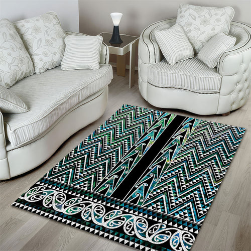 New Zealand Maori Niho Taniwha Area Rug Papua Shell - Mangopare Puhoro Pattern