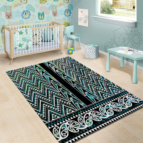 New Zealand Maori Niho Taniwha Area Rug Papua Shell - Mangopare Puhoro Pattern