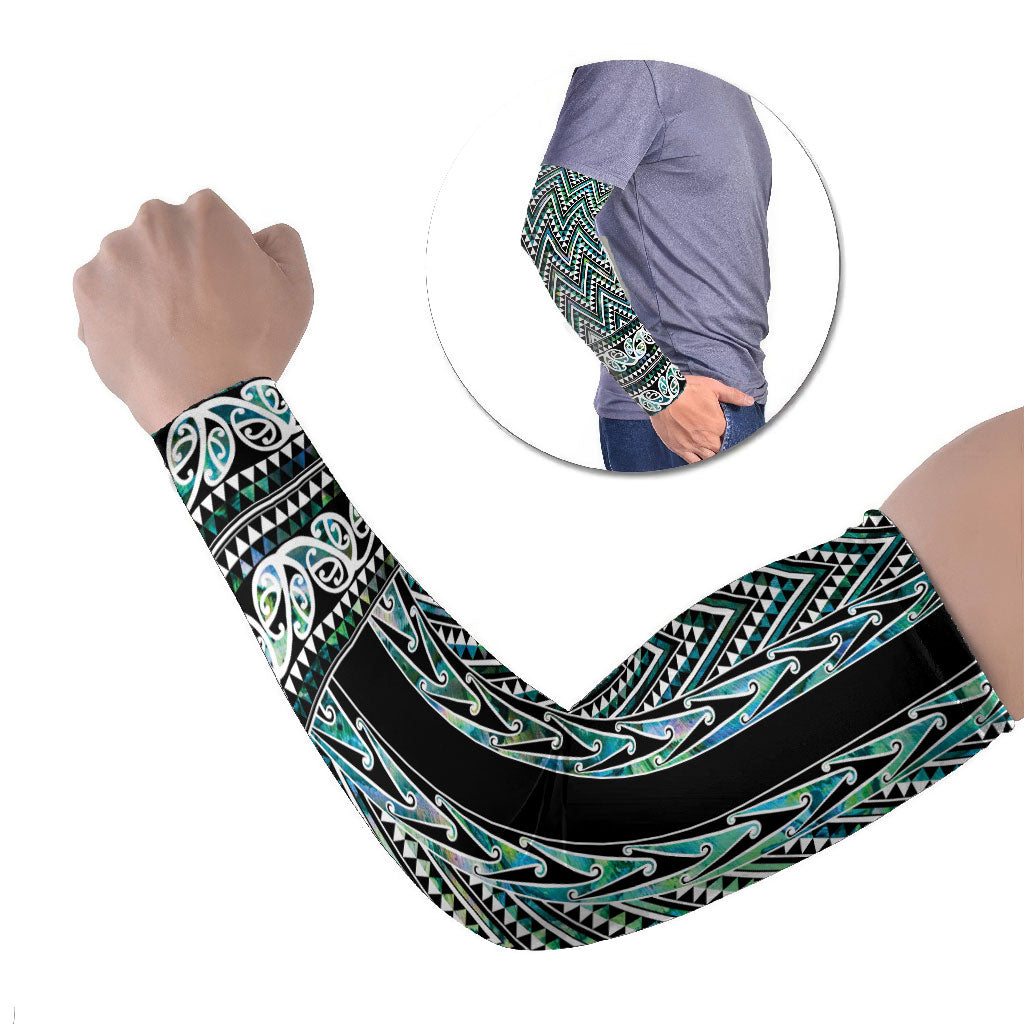 New Zealand Maori Niho Taniwha Arm Sleeves Papua Shell - Mangopare Puhoro Pattern