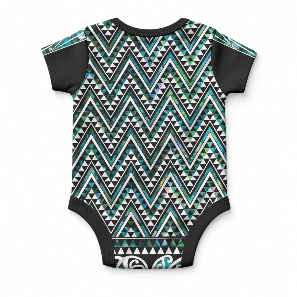New Zealand Maori Niho Taniwha Baby Onesie Papua Shell - Mangopare Puhoro Pattern