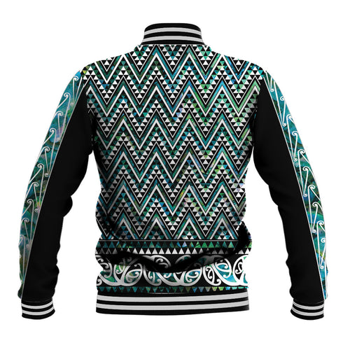 New Zealand Maori Niho Taniwha Baseball Jacket Papua Shell - Mangopare Puhoro Pattern