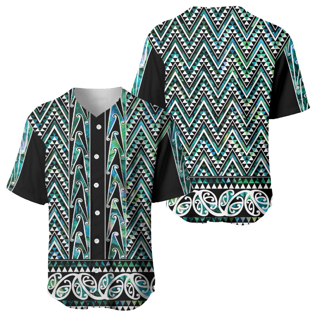 New Zealand Maori Niho Taniwha Baseball Jersey Papua Shell - Mangopare Puhoro Pattern