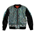 New Zealand Maori Niho Taniwha Bomber Jacket Papua Shell - Mangopare Puhoro Pattern
