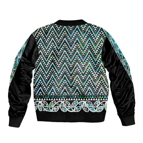 New Zealand Maori Niho Taniwha Bomber Jacket Papua Shell - Mangopare Puhoro Pattern