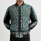 New Zealand Maori Niho Taniwha Bomber Puffer Jacket Papua Shell - Mangopare Puhoro Pattern
