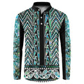 New Zealand Maori Niho Taniwha Button Sweatshirt Papua Shell - Mangopare Puhoro Pattern