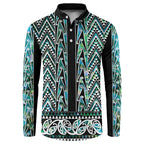 New Zealand Maori Niho Taniwha Button Sweatshirt Papua Shell - Mangopare Puhoro Pattern