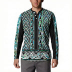 New Zealand Maori Niho Taniwha Button Sweatshirt Papua Shell - Mangopare Puhoro Pattern