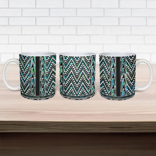 New Zealand Maori Niho Taniwha Ceramic Mug Papua Shell - Mangopare Puhoro Pattern