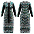 New Zealand Maori Niho Taniwha Couples Matching Long Sleeve Bodycon Dress and Long Sleeve Button Shirt Papua Shell - Mangopare Puhoro Pattern LT9
