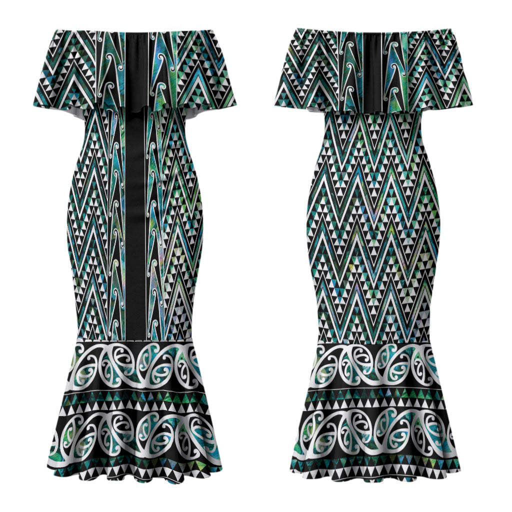 New Zealand Maori Niho Taniwha Couples Matching Mermaid Dress and Hawaiian Shirt Papua Shell - Mangopare Puhoro Pattern LT9