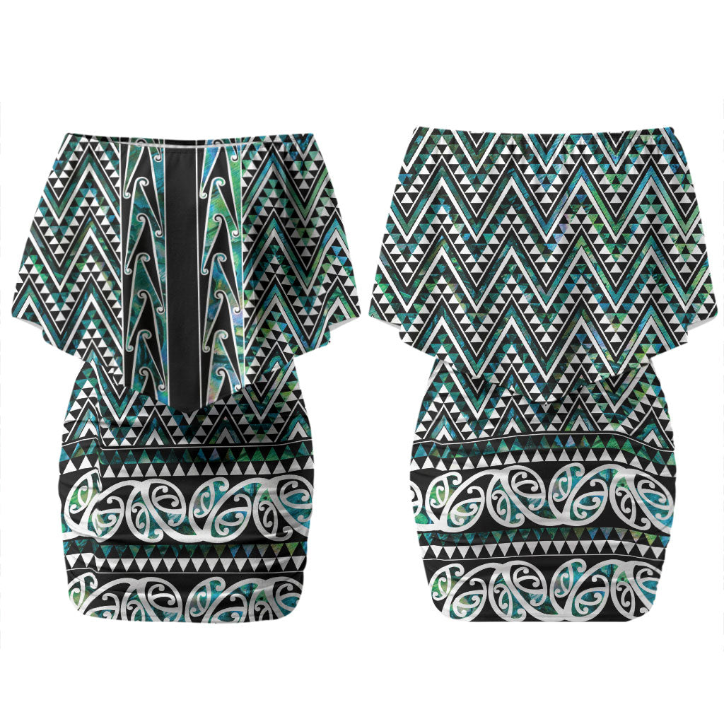 New Zealand Maori Niho Taniwha Couples Matching Off Shoulder Short Dress and Long Sleeve Button Shirt Papua Shell - Mangopare Puhoro Pattern LT9