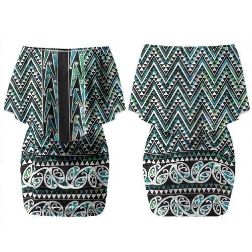 New Zealand Maori Niho Taniwha Couples Matching Off Shoulder Short Dress and Long Sleeve Button Shirt Papua Shell - Mangopare Puhoro Pattern LT9