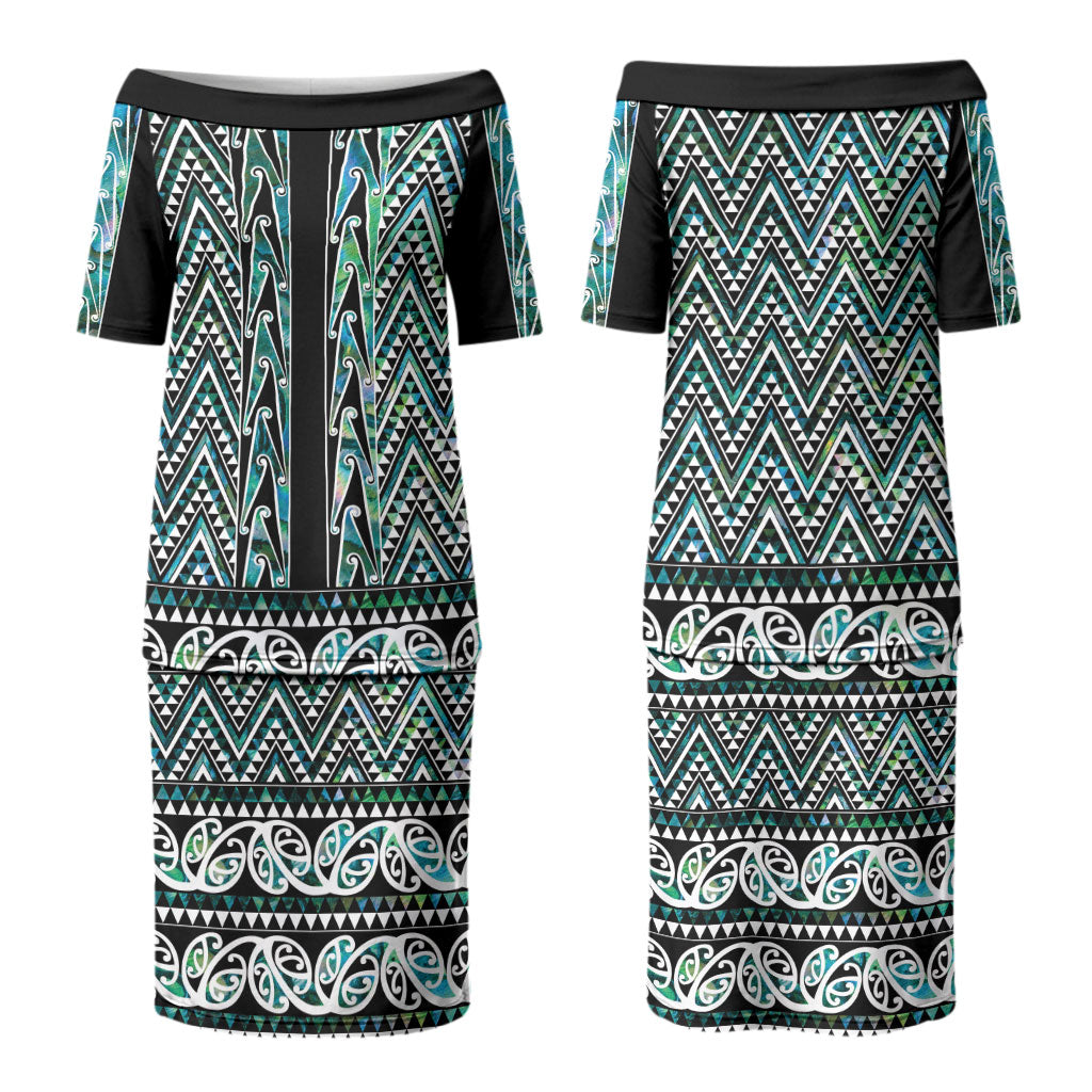 New Zealand Maori Niho Taniwha Couples Matching Puletasi and Hawaiian Shirt Papua Shell - Mangopare Puhoro Pattern LT9