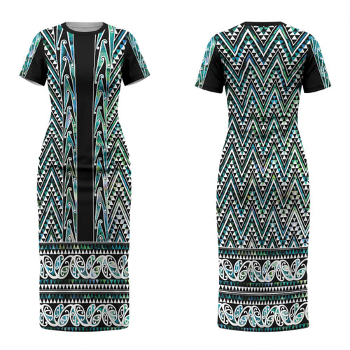New Zealand Maori Niho Taniwha Couples Matching Short Sleeve Bodycon Dress and Hawaiian Shirt Papua Shell - Mangopare Puhoro Pattern LT9