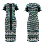 New Zealand Maori Niho Taniwha Couples Matching Short Sleeve Bodycon Dress and Long Sleeve Button Shirt Papua Shell - Mangopare Puhoro Pattern LT9