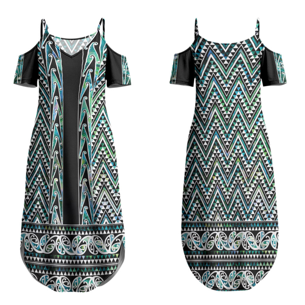 New Zealand Maori Niho Taniwha Couples Matching Summer Maxi Dress and Hawaiian Shirt Papua Shell - Mangopare Puhoro Pattern LT9