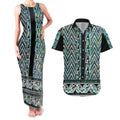 New Zealand Maori Niho Taniwha Couples Matching Tank Maxi Dress and Hawaiian Shirt Papua Shell - Mangopare Puhoro Pattern