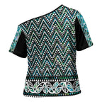 New Zealand Maori Niho Taniwha Cross Shoulder Shirt Papua Shell - Mangopare Puhoro Pattern