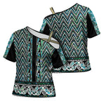 New Zealand Maori Niho Taniwha Cross Shoulder Shirt Papua Shell - Mangopare Puhoro Pattern