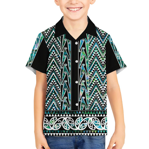 New Zealand Maori Niho Taniwha Family Matching Long Sleeve Bodycon Dress and Hawaiian Shirt Papua Shell - Mangopare Puhoro Pattern