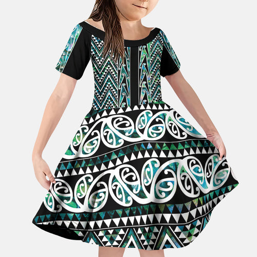 New Zealand Maori Niho Taniwha Family Matching Mermaid Dress and Hawaiian Shirt Papua Shell - Mangopare Puhoro Pattern
