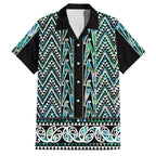 New Zealand Maori Niho Taniwha Family Matching Off Shoulder Short Dress and Hawaiian Shirt Papua Shell - Mangopare Puhoro Pattern