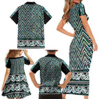 New Zealand Maori Niho Taniwha Family Matching Short Sleeve Bodycon Dress and Hawaiian Shirt Papua Shell - Mangopare Puhoro Pattern