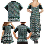 New Zealand Maori Niho Taniwha Family Matching Summer Maxi Dress and Hawaiian Shirt Papua Shell - Mangopare Puhoro Pattern