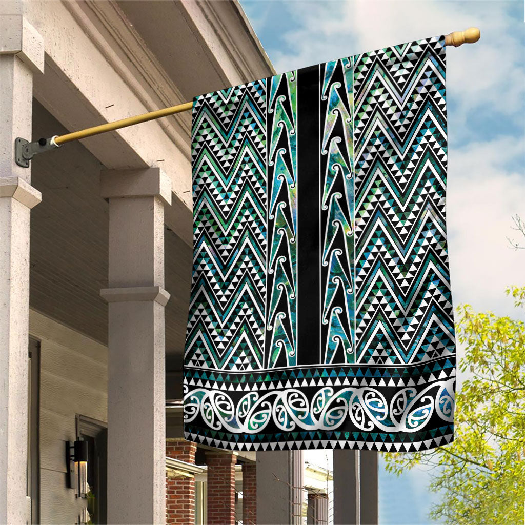 New Zealand Maori Niho Taniwha Garden Flag Papua Shell - Mangopare Puhoro Pattern