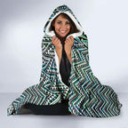 New Zealand Maori Niho Taniwha Hooded Blanket Papua Shell - Mangopare Puhoro Pattern