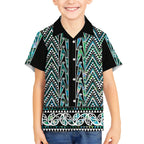 New Zealand Maori Niho Taniwha Kid Hawaiian Shirt Papua Shell - Mangopare Puhoro Pattern