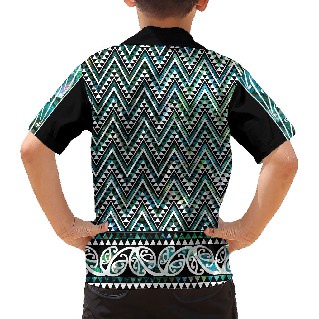 New Zealand Maori Niho Taniwha Kid Hawaiian Shirt Papua Shell - Mangopare Puhoro Pattern