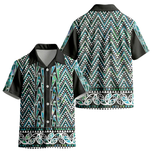 New Zealand Maori Niho Taniwha Kid Hawaiian Shirt Papua Shell - Mangopare Puhoro Pattern LT9