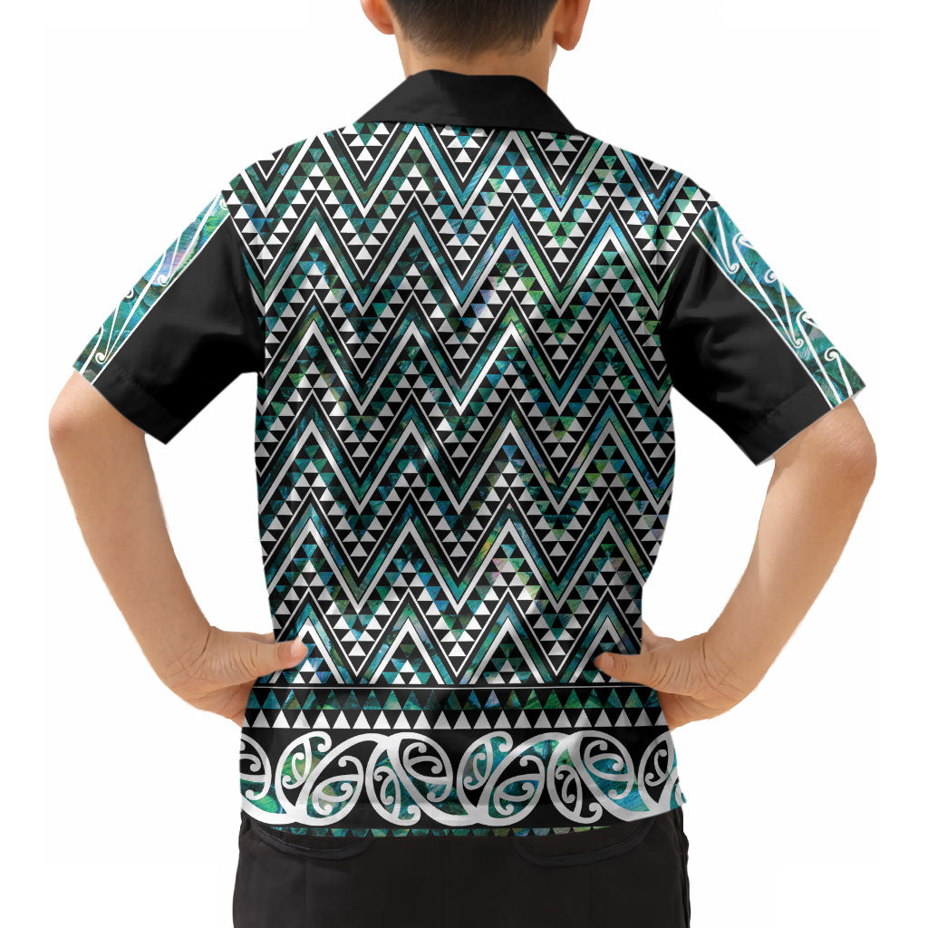 New Zealand Maori Niho Taniwha Kid Hawaiian Shirt Papua Shell - Mangopare Puhoro Pattern LT9