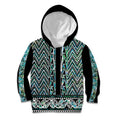 New Zealand Maori Niho Taniwha Kid Hoodie Papua Shell - Mangopare Puhoro Pattern