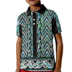 New Zealand Maori Niho Taniwha Kid Polo Shirt Papua Shell - Mangopare Puhoro Pattern