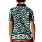 New Zealand Maori Niho Taniwha Kid Polo Shirt Papua Shell - Mangopare Puhoro Pattern