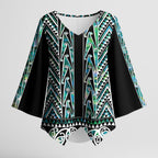 New Zealand Maori Niho Taniwha Kimono Sleeve Blouse Papua Shell - Mangopare Puhoro Pattern