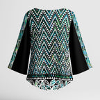 New Zealand Maori Niho Taniwha Kimono Sleeve Blouse Papua Shell - Mangopare Puhoro Pattern