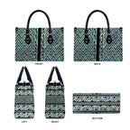 New Zealand Maori Niho Taniwha Leather Bag Papua Shell - Mangopare Puhoro Pattern
