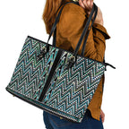 New Zealand Maori Niho Taniwha Leather Tote Bag Papua Shell - Mangopare Puhoro Pattern