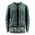 New Zealand Maori Niho Taniwha Long Sleeve Shirt Papua Shell - Mangopare Puhoro Pattern