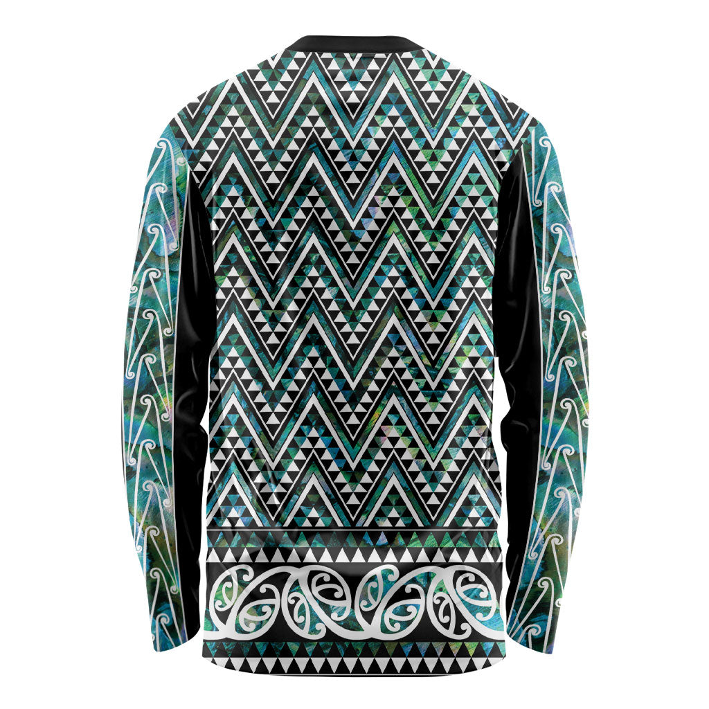 New Zealand Maori Niho Taniwha Long Sleeve Shirt Papua Shell - Mangopare Puhoro Pattern