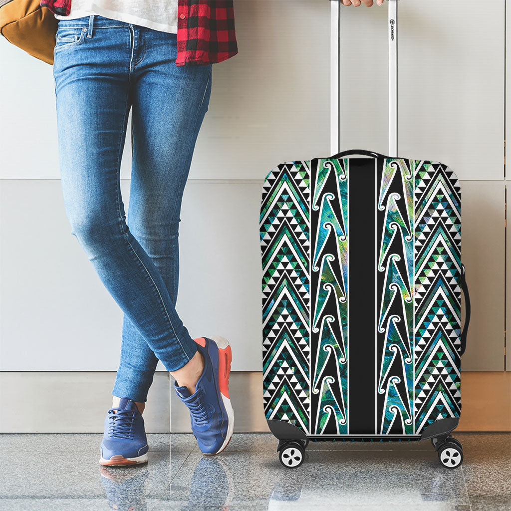 New Zealand Maori Niho Taniwha Luggage Cover Papua Shell - Mangopare Puhoro Pattern