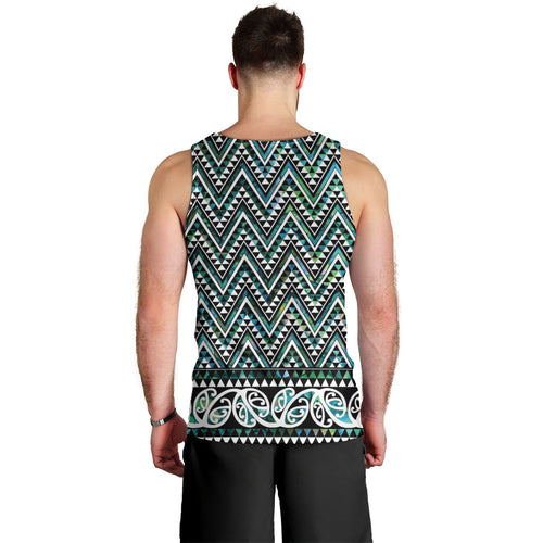 New Zealand Maori Niho Taniwha Men Tank Top Papua Shell - Mangopare Puhoro Pattern