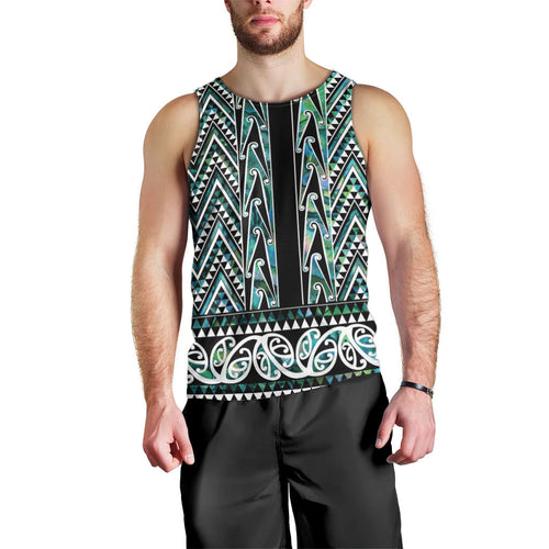 New Zealand Maori Niho Taniwha Men Tank Top Papua Shell - Mangopare Puhoro Pattern