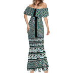 New Zealand Maori Niho Taniwha Mermaid Dress Papua Shell - Mangopare Puhoro Pattern