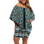 New Zealand Maori Niho Taniwha Off Shoulder Short Dress Papua Shell - Mangopare Puhoro Pattern