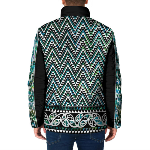 New Zealand Maori Niho Taniwha Padded Jacket Papua Shell - Mangopare Puhoro Pattern